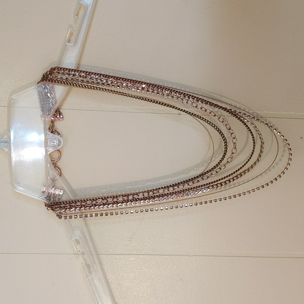2/$20 Stella & Dot Discontinued Multistrand Copper-Toned Necklace w Rhinestones